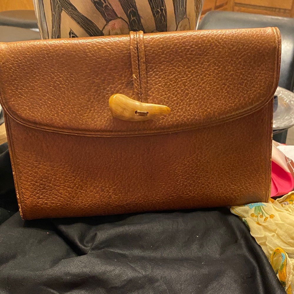 Yves Saint Laurent Rich Brown Leather Messenger Bag add a chain for crossbody - Picture 4 of 16